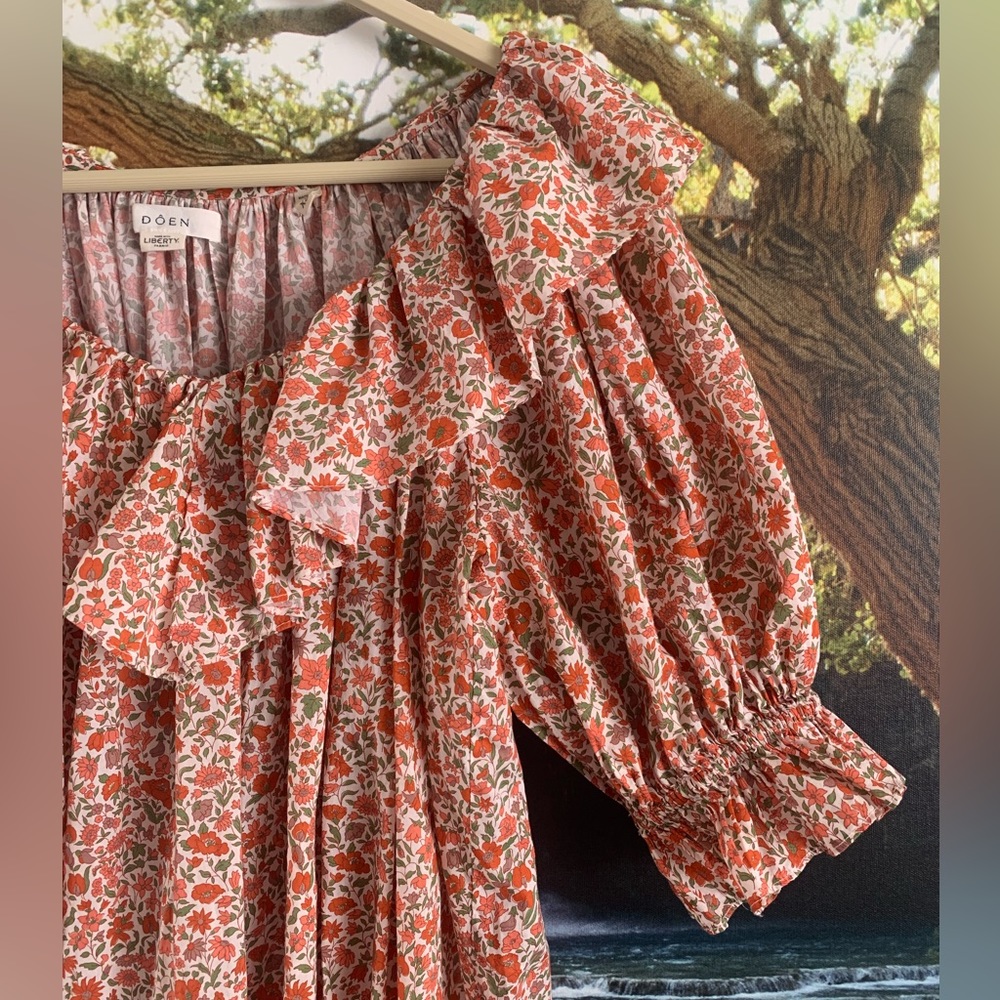 SOLD Doen Chime Ruffled Floral Liberty Fabric Dress Size XS DOEN - Picture 9 of 16